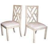 Pair Bone Inlay Side Chairs Attributed to Karl Springer