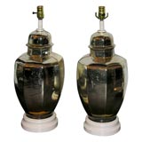 Pair of 1930's Mercury Glass Ginger Jar Shaped Lamps