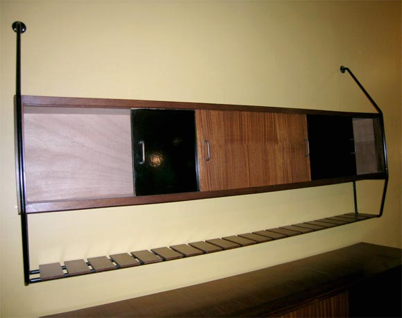 Sideboard with wall unit upper part by Pierre Guariche