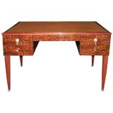 Early Art Deco Mahogany & Burled wood Desk