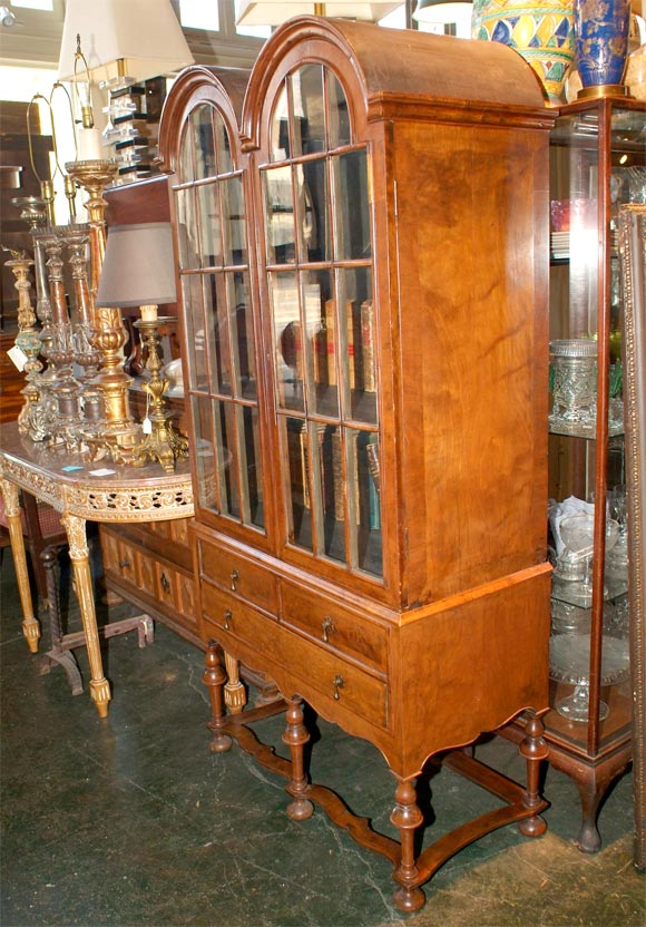 19th Century English Queen Anne-Style Mahogany Cabinet on Stand