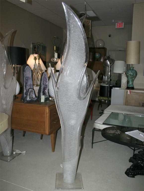 Pair of Whimsical Flame Style Lucite Floorlamp