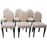 A Set of Six Ovalback Striped Designer Chairs