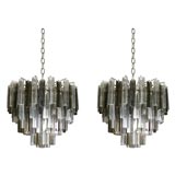 Pair of Venini Cyrstal Shard Two-Toned Chandeliers