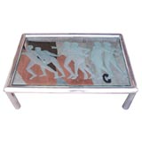 Etched Glass Coffee Table on Aluminum