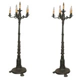 Regency  pair of iron pedestal torcheres