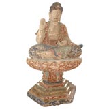 Monumental Early 20th Century Carved Wooden Buddha