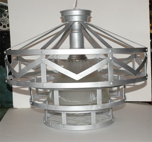 1930's Industrial Deco Halophane Ceiling Lamp
