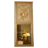 A Louis  XVI  Painted and Parcel Gilt Panel and Trumeau