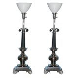 Pair Stiffel Nickel/Oiled Bronze Table Lamps
