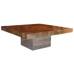 Parquet wood top table by Milo Baughman