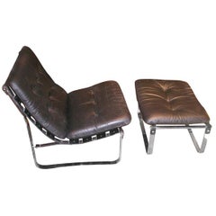 Chrome 
leather  lounge chair &ottoman