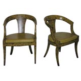 Ten Faux Painted Horseshoe Back Dining Chairs by Kittinger.
