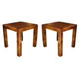 Chic Pair of Oyster Burl Side Tables Chic Pair of Oyster Burl Side Tables