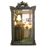 Antique French Black and Silver Gilt Mirror