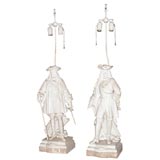 Pair of White Cavaliers Lamps