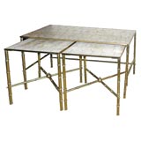Set of three cadiz shell nesting tables with bamboo bases