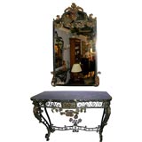 Reduced Mirror and  Marble top console table