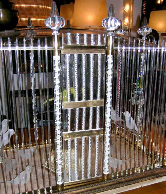 Italian A Blown and Zanfirico Glass and Brass Birdcage, Venini 1950s