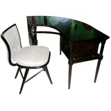 Mahogany Curved Desk with Upholstered Chair by Gibbings