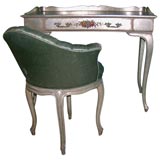 Silver Gilt Desk with Satin Chair