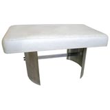 French Stainless Upholstered Bench in the Manner of Michel Boyer