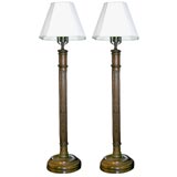 Antique Pair of Fluted Tall Lamps