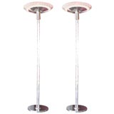 Silver plated and  etched glass Italian floor lamps-torcheres