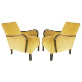 Pair of  Deco 30
s Silk velvet  Armchairs