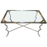 Nickel and glass cocktail table