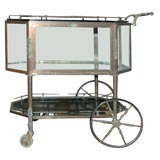 C.1940 Copper Brass and Beveled Glass Bar Cart