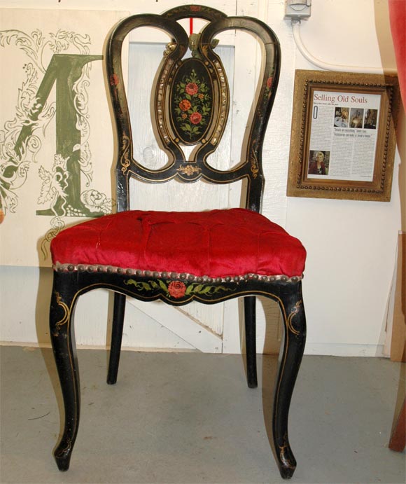 C. 1880 Six Hand Painted Mother of Pearl Lacquer Chairs