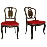 C. 1880 Six Hand Painted Mother of Pearl Lacquer Chairs