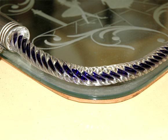 20th Century C. 1920 Hand Etched Venetian Vanity Tray