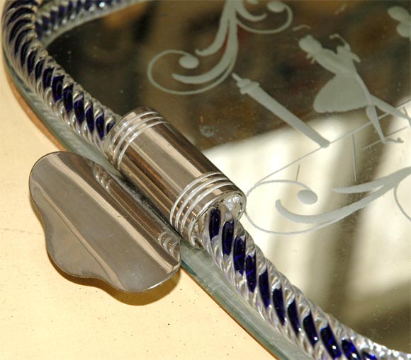 Glass C. 1920 Hand Etched Venetian Vanity Tray