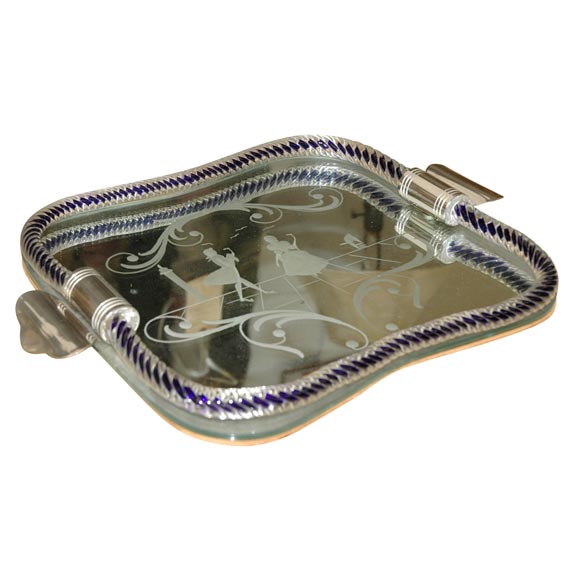 C. 1920 Hand Etched Venetian Vanity Tray