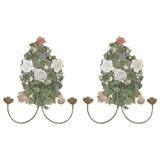 C.1880 Italian Tole and Bisque Candle Sconces Antique C.1880 Italian Tole and Bisque Candle Sconces