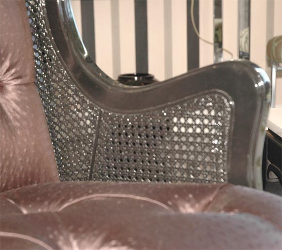 Black Cane Wing Chair In Excellent Condition For Sale In Los Angeles, CA