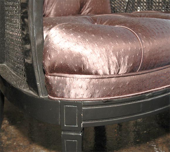 Wood Black Cane Wing Chair For Sale