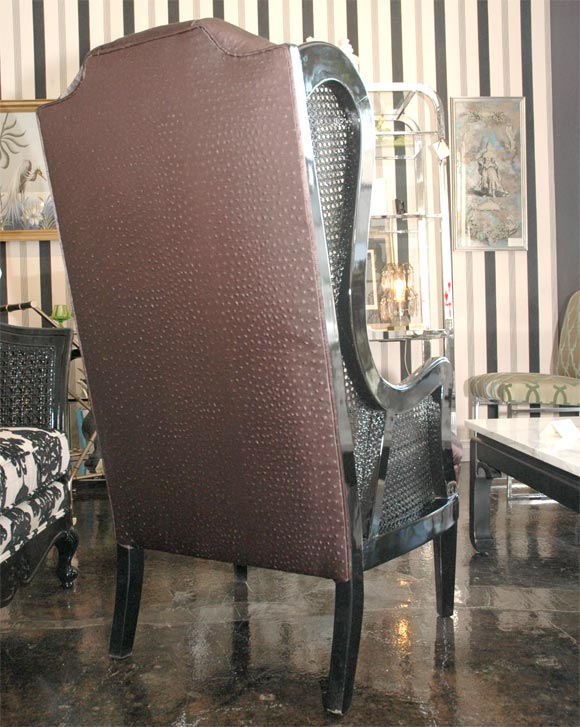 Black Cane Wing Chair For Sale 4