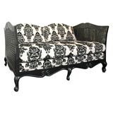 Black Lacquer Cane Settee