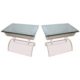 Pair of lucite base side tables