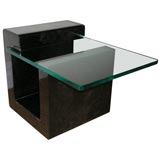 A Lacquered Goatskin and Glass Low Table by Karl Springer.