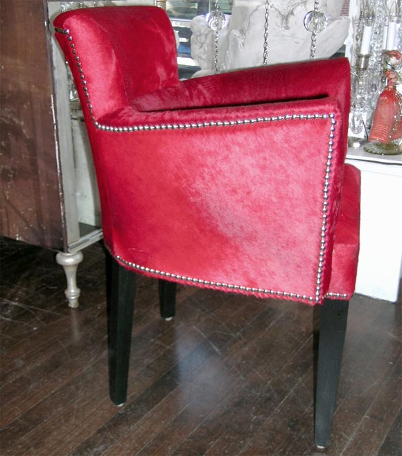 Art Deco French Deco Style Cowhide Armchair with Nailheads