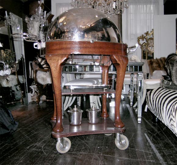 Silver Plate And Wood Roast Trolley