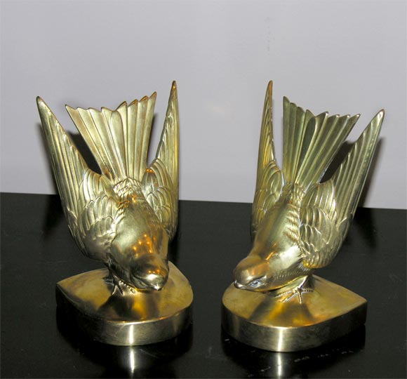 Pair of Bronz Sparrow Bookends, stamped PMC and numbered