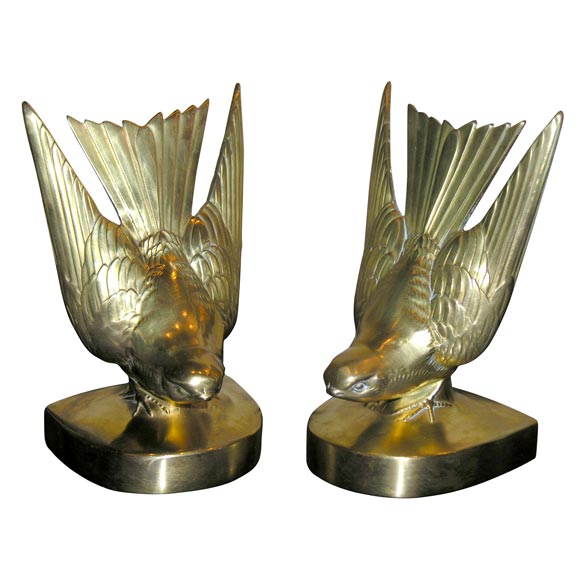 Pair of Bronze Sparrow Bookends