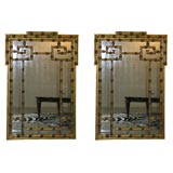Pair of Gilded Bamboo Motif Mirrors