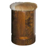 Round Stool with fur upholstery