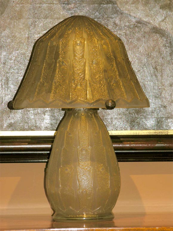 Fine Acid Etched Glass Lamp By Daum, Nancy